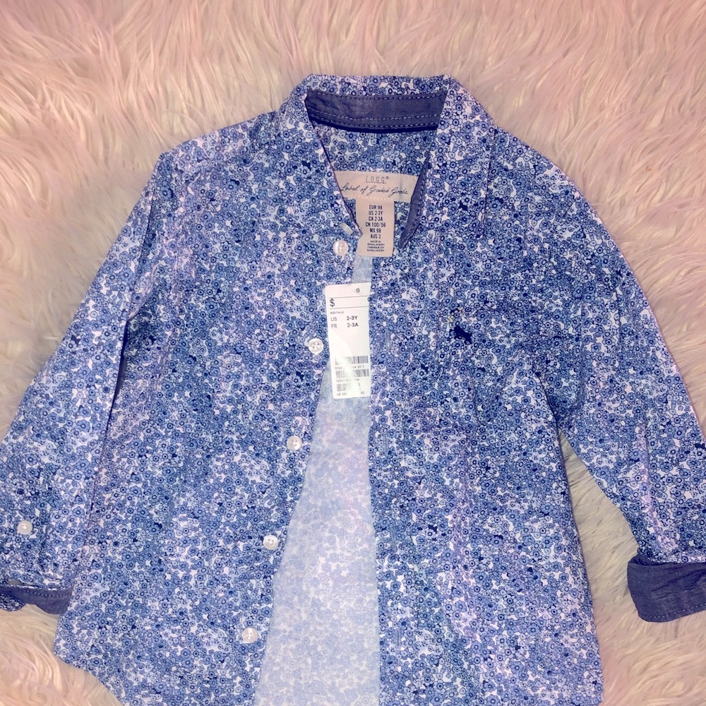 L.O.G.G Button down floral long sleeve shirt